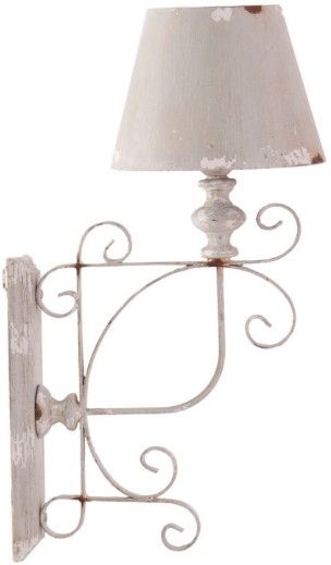 Applique murale pin massif et métal blanc cassé Linda - Photo n°1