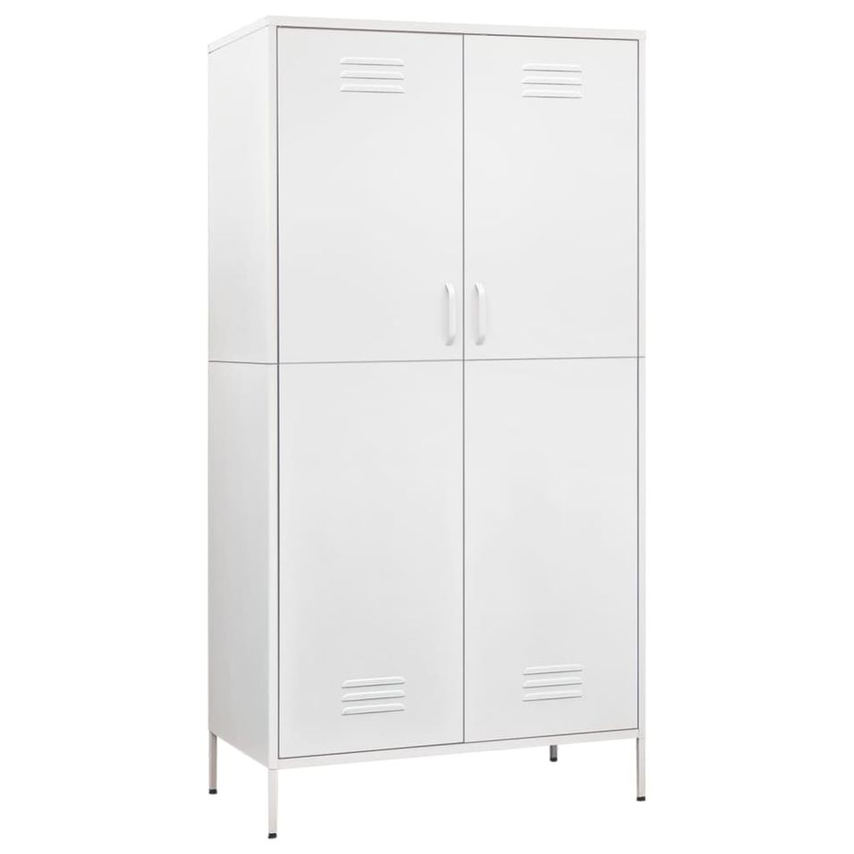 Armoire 1 penderie 4 étagères réglables Klako 90 cm - Acier mat - Photo n°1