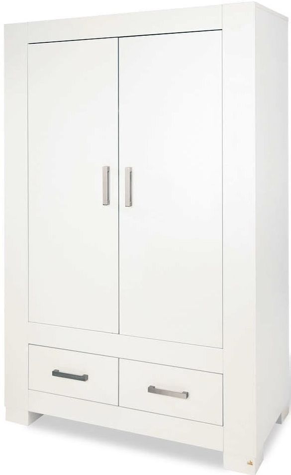 Armoire 2 portes 2 tiroirs laqué blanc Ice - Photo n°1