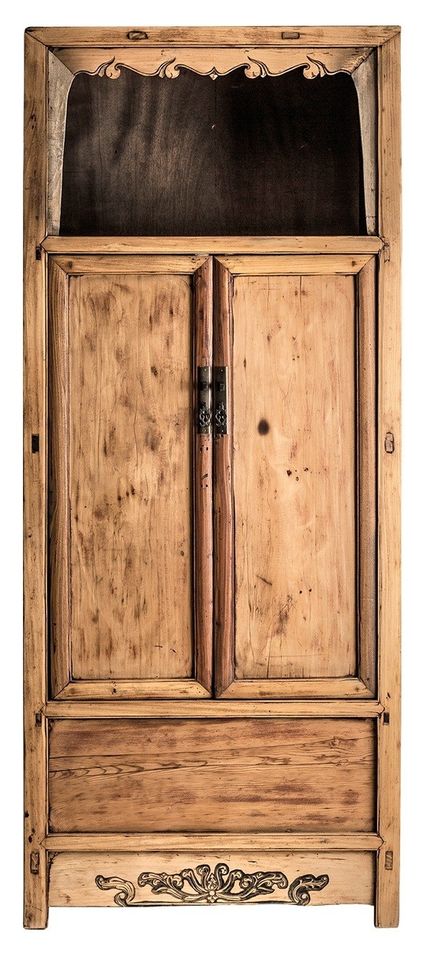 Armoire 2 portes 2 tiroirs orme massif clair Udonn - Photo n°1