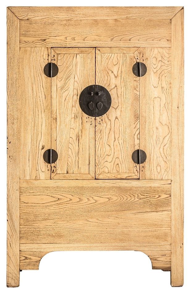 Armoire 2 portes 2 tiroirs orme massif clair vieilli Dumka - Photo n°1