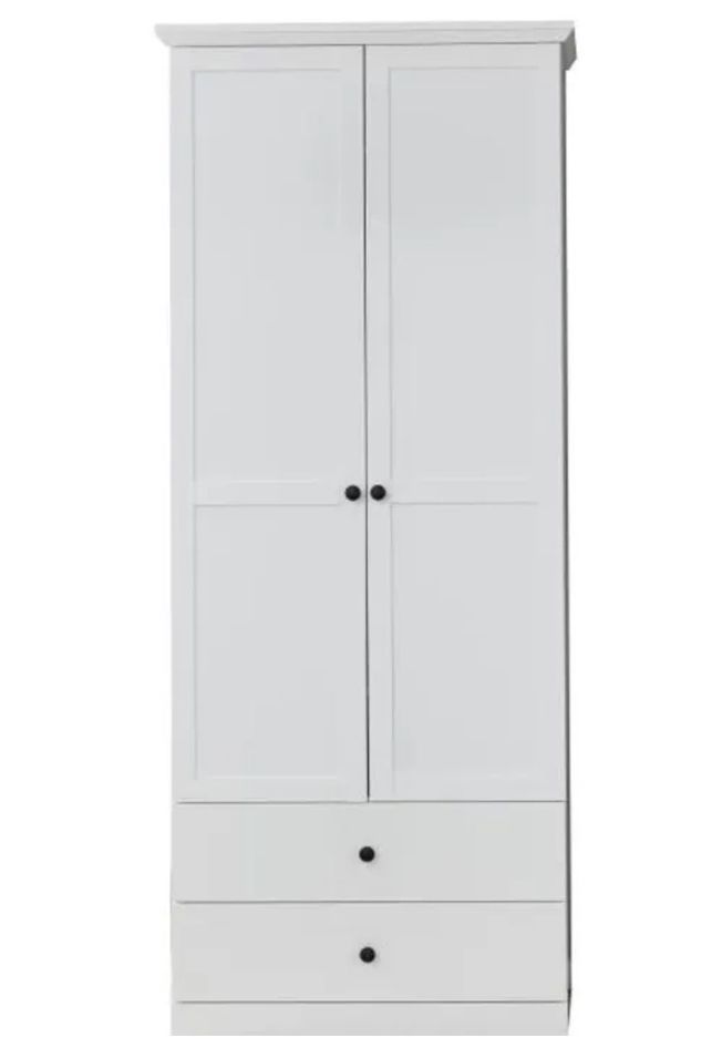 Armoire 2 portes 2 tiroirs style campagnard moderne Valex 81 cm - Photo n°1