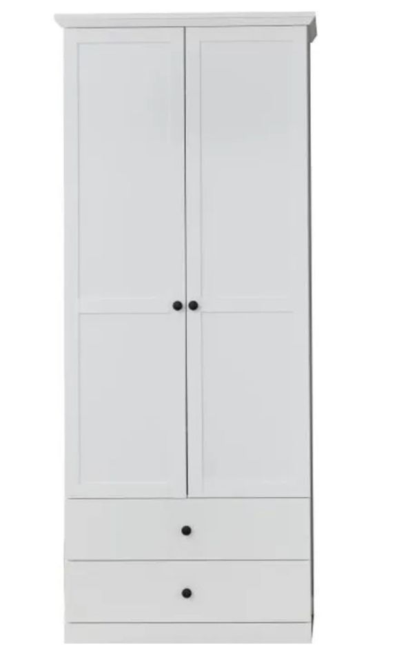 Armoire 2 portes 2 tiroirs style campagnard moderne Valex 81 cm 2 - Photo n°1