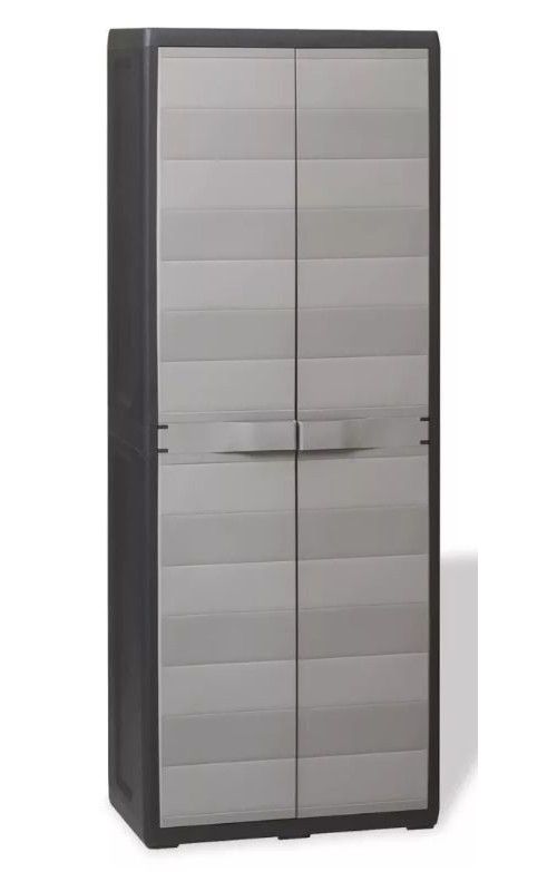 Armoire 2 portes 3 étagères gris et noir Cazé - Photo n°1