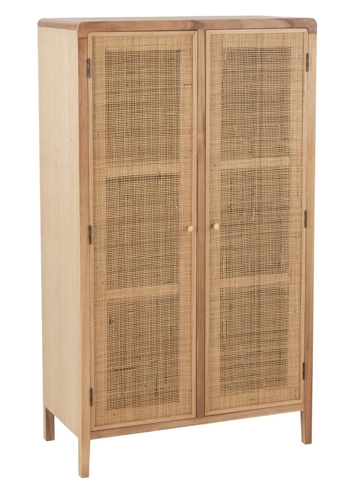 Armoire 2 portes 6 étagères bois naturel Jessy L 80 cm - Photo n°1