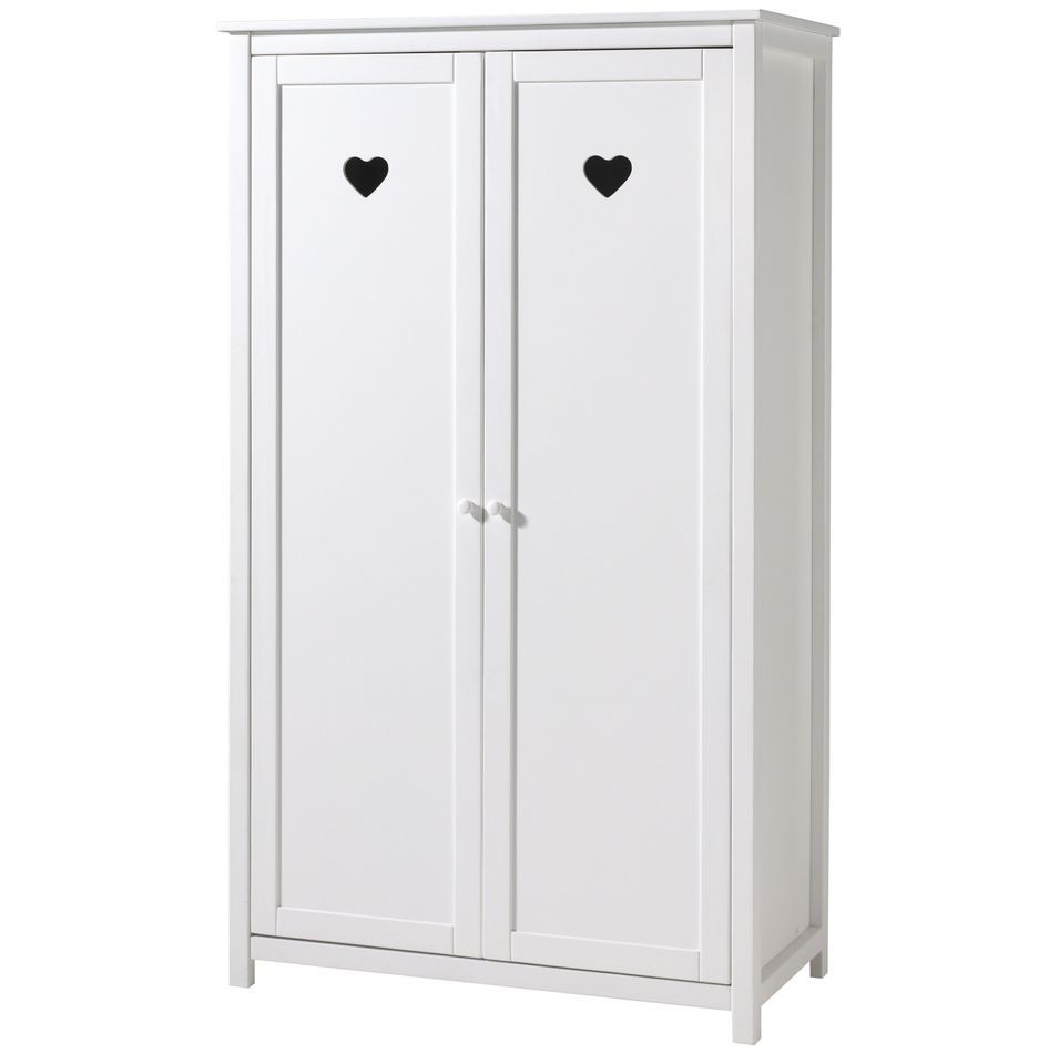 Armoire 2 portes AMORI – Blanc laqué, esprit romantique & détails cœur - Photo n°1