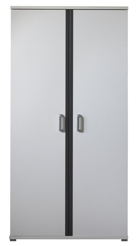 Armoire 2 portes bois blanc et gris Kuzo - Photo n°1