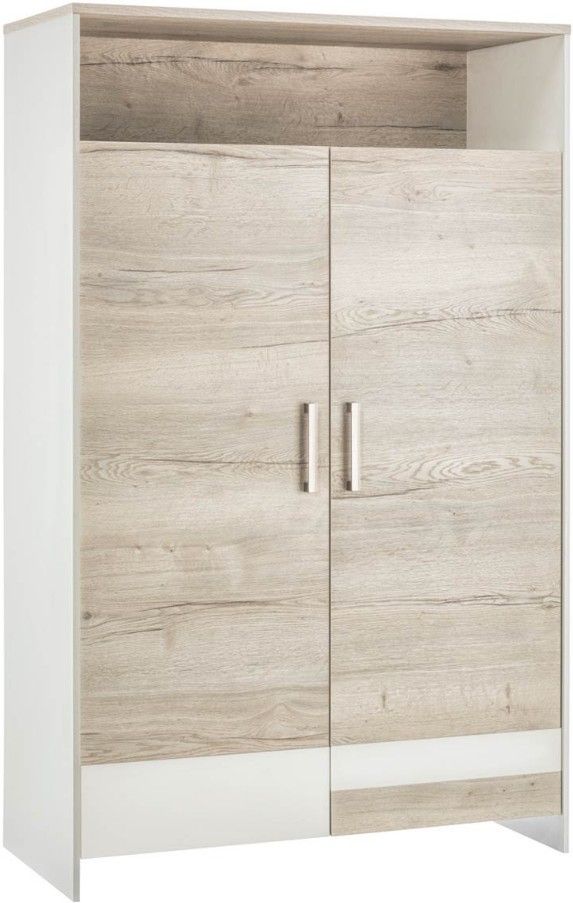 Armoire 2 portes chêne naturel et blanc Clou Oak - Photo n°1