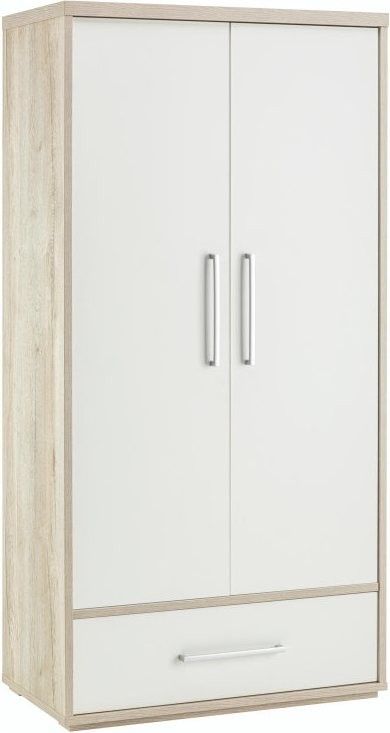 Armoire 2 portes chêne naturel et blanc Mick - Photo n°1