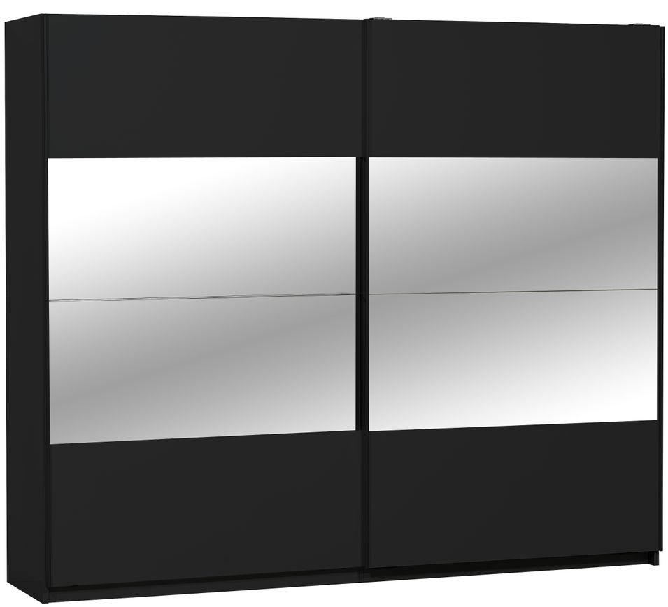Armoire 2 portes coulissantes noir et miroir 260 cm Balus - Photo n°1