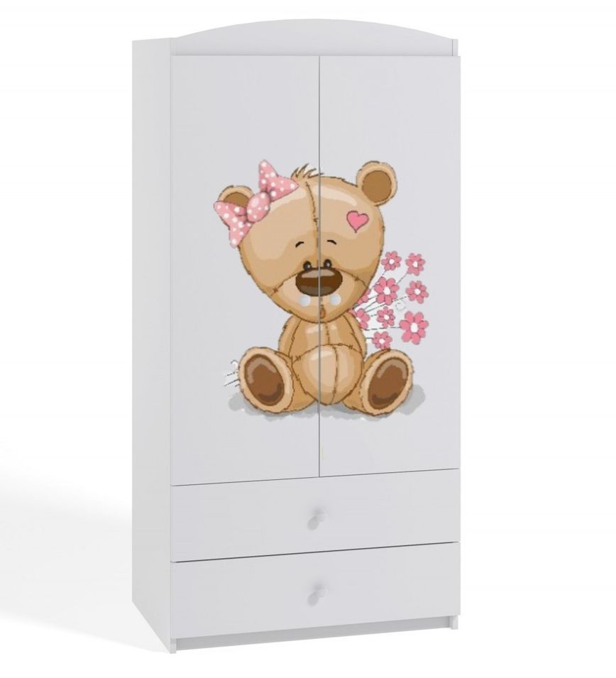 Armoire 2 portes enfant ourson et fleurs Drimy - Photo n°1