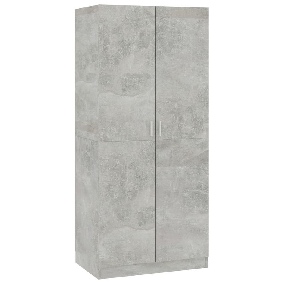Armoire 2 portes gris béton Pandra 80 cm - Photo n°1