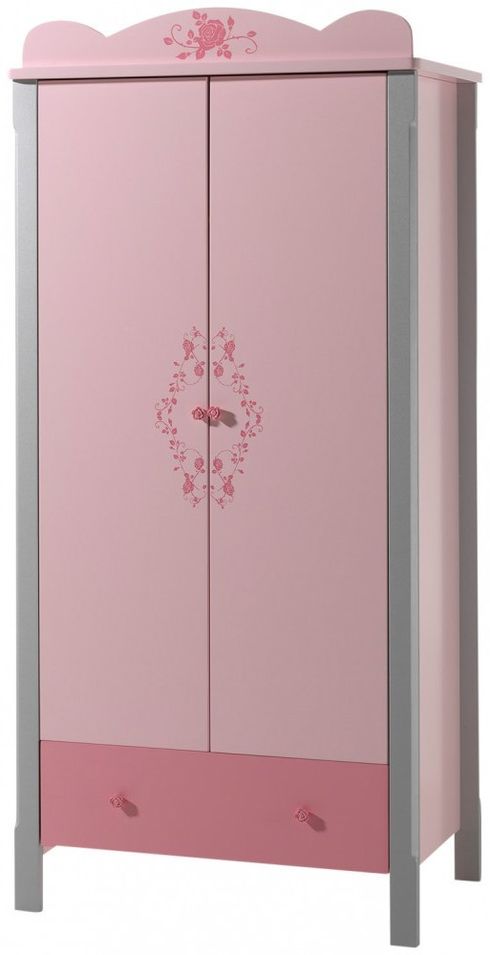 Armoire 2 portes gris et rose Girly - Photo n°1
