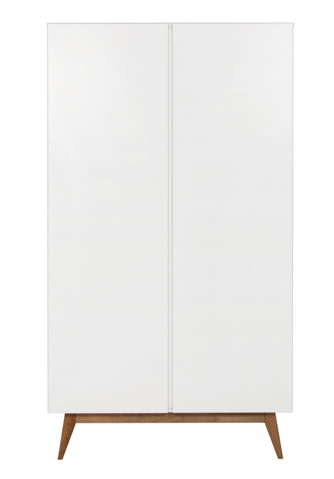 Armoire 2 portes laqué blanc et pieds hêtre massif Nandy - Photo n°1