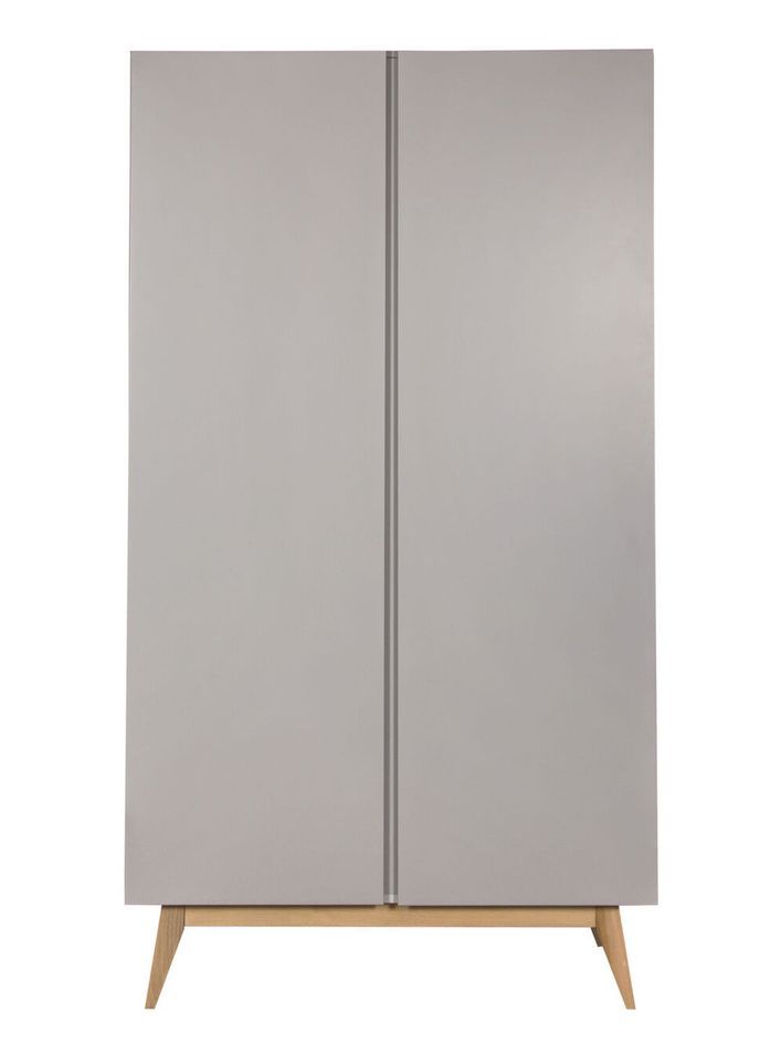 Armoire 2 portes laqué gris et pieds hêtre massif Nandy - Photo n°1