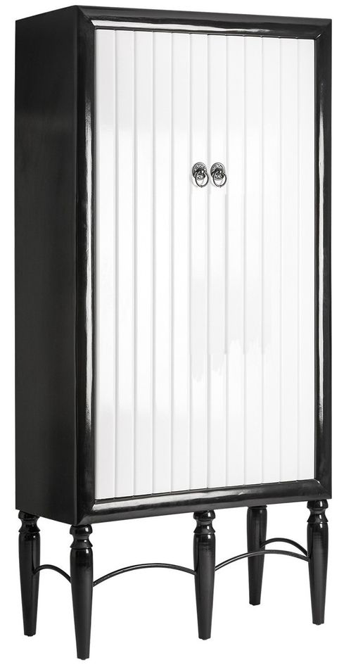 Armoire 2 portes mindi massif noir et blanc Elfie - Photo n°1