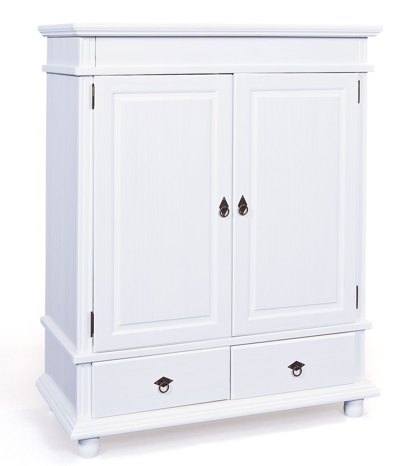 Armoire 2 portes pin massif blanc Kanty H 140 cm - Photo n°1