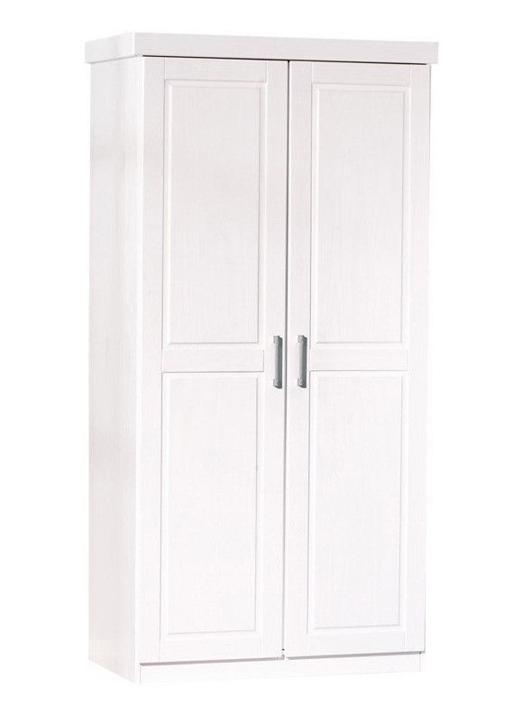 Armoire 2 portes pin massif vernis blanc Kantus - Photo n°1