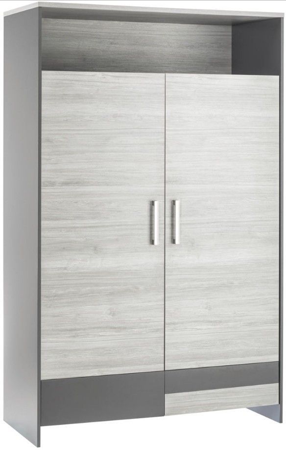 Armoire 2 portes pin naturel et gris Clou - Photo n°1