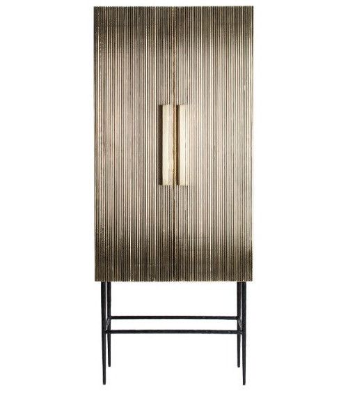 Armoire de rangement 2 portes métal vieux doré Valura 75 cm - Photo n°1