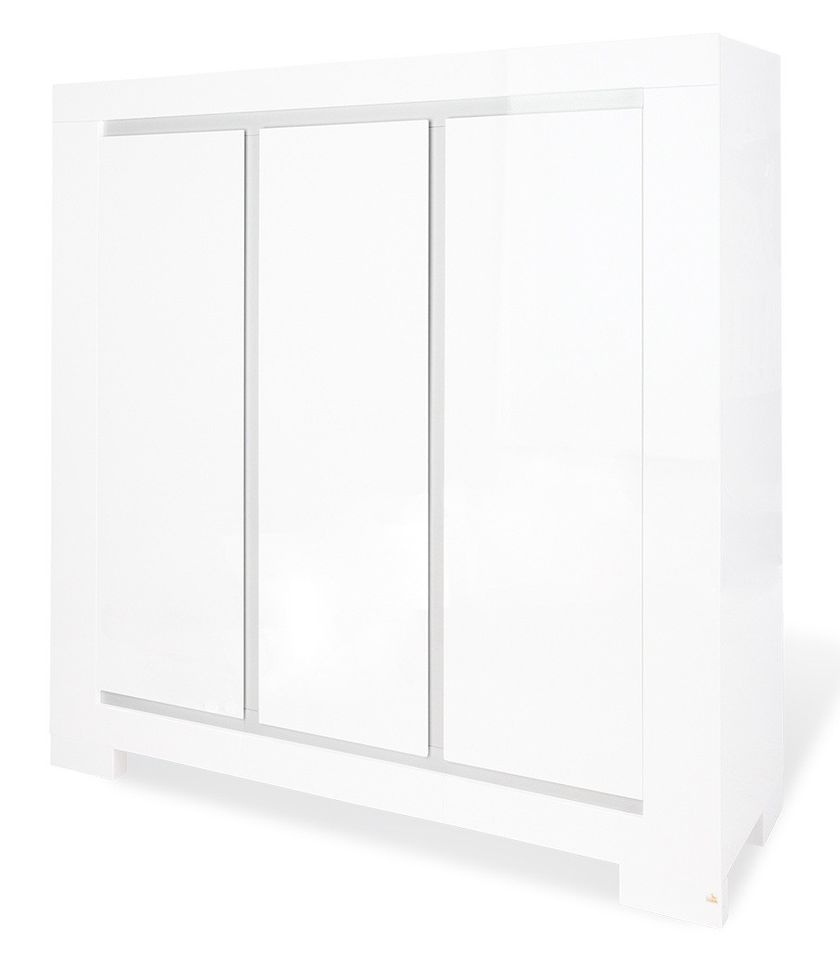 Armoire 3 portes bois laqué blanc Sky - Photo n°1