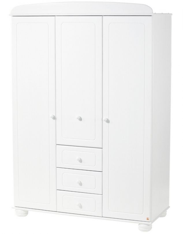 Armoire 3 portes Bois Massif lasuré blanc Clara - Photo n°1