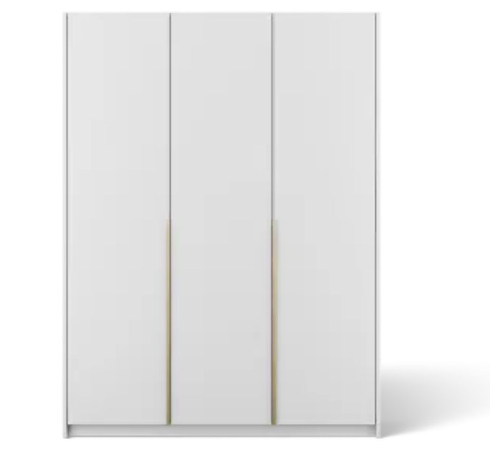 Armoire 3 portes KEVA 148 x 204 cm – Dressing moderne avec poignées métalliques dorées - Photo n°1