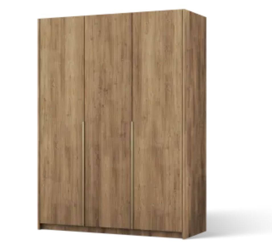 Armoire 3 portes KEVA 148 x 204 cm – Dressing moderne avec poignées métalliques dorées - Photo n°1