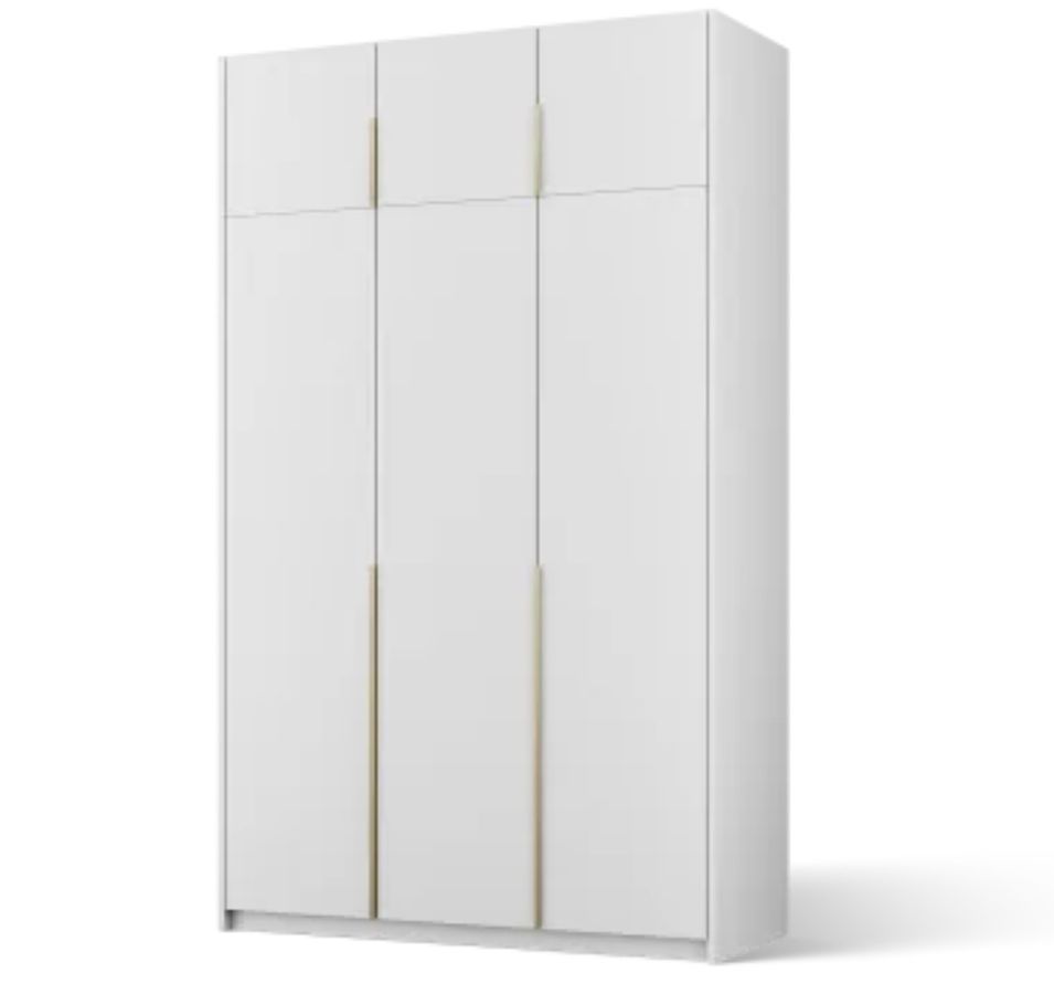 Armoire 3 portes KEVA 148 x 250 cm – Dressing grande hauteur avec poignées noires - Photo n°1