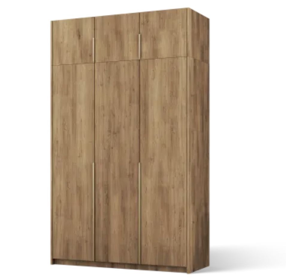Armoire 3 portes KEVA 148 x 250 cm – Dressing grande hauteur avec poignées noires - Photo n°1