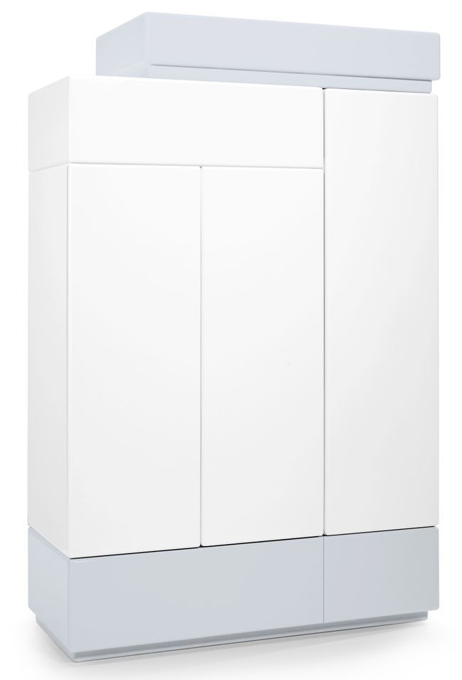 Armoire 3 portes laqué blanc et bleu gris Pyramid - Photo n°1