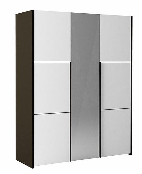 Armoire 3 portes laquée blanc et gris foncé Kido 162 cm - Photo n°1