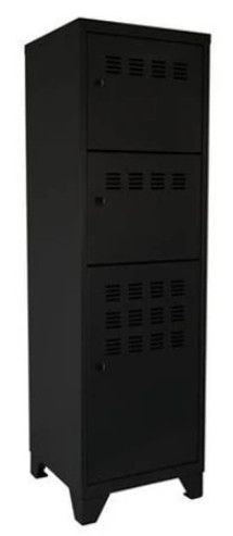 Armoire 3 portes métal noir Naya L 40 x H 134 x P 40 cm - Photo n°1