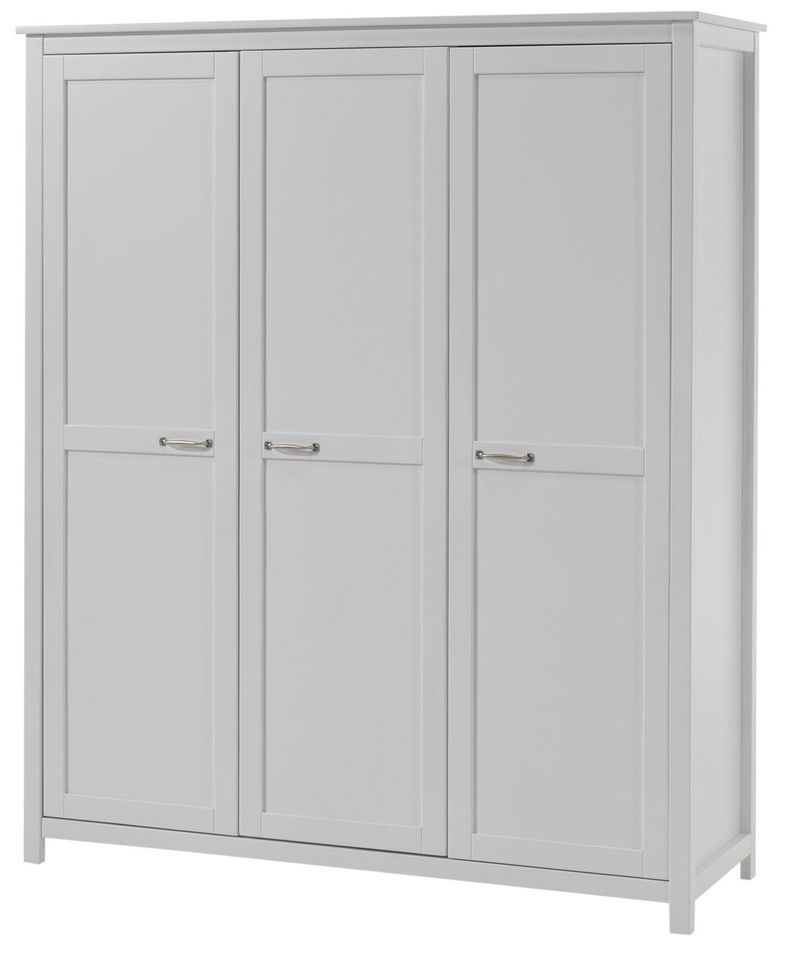 Armoire 3 portes pin massif blanc Carly - Photo n°1