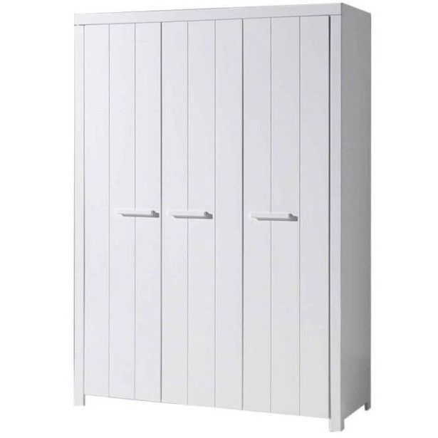 Armoire 3 portes pin massif laqué blanc Erik - Photo n°1