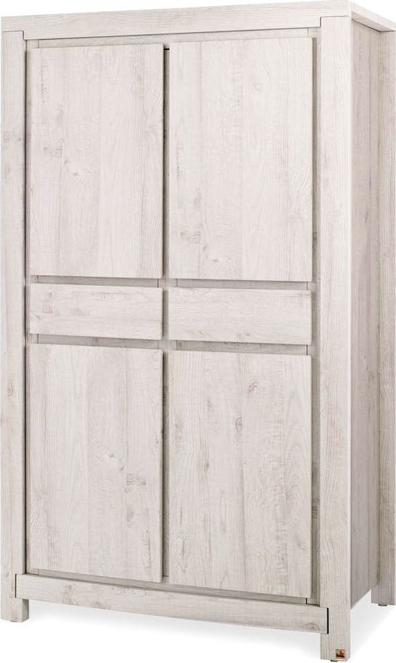 Armoire 4 portes 2 tiroirs chêne gris Line - Photo n°1