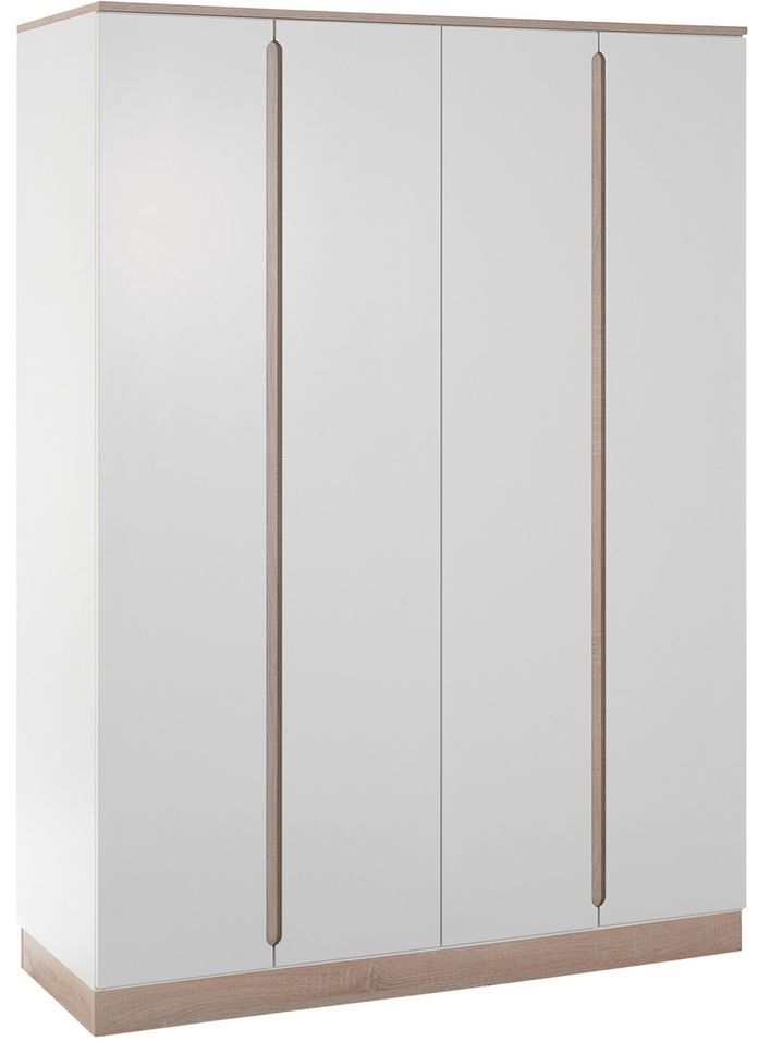 Armoire 4 portes blanc et naturel United - Photo n°1