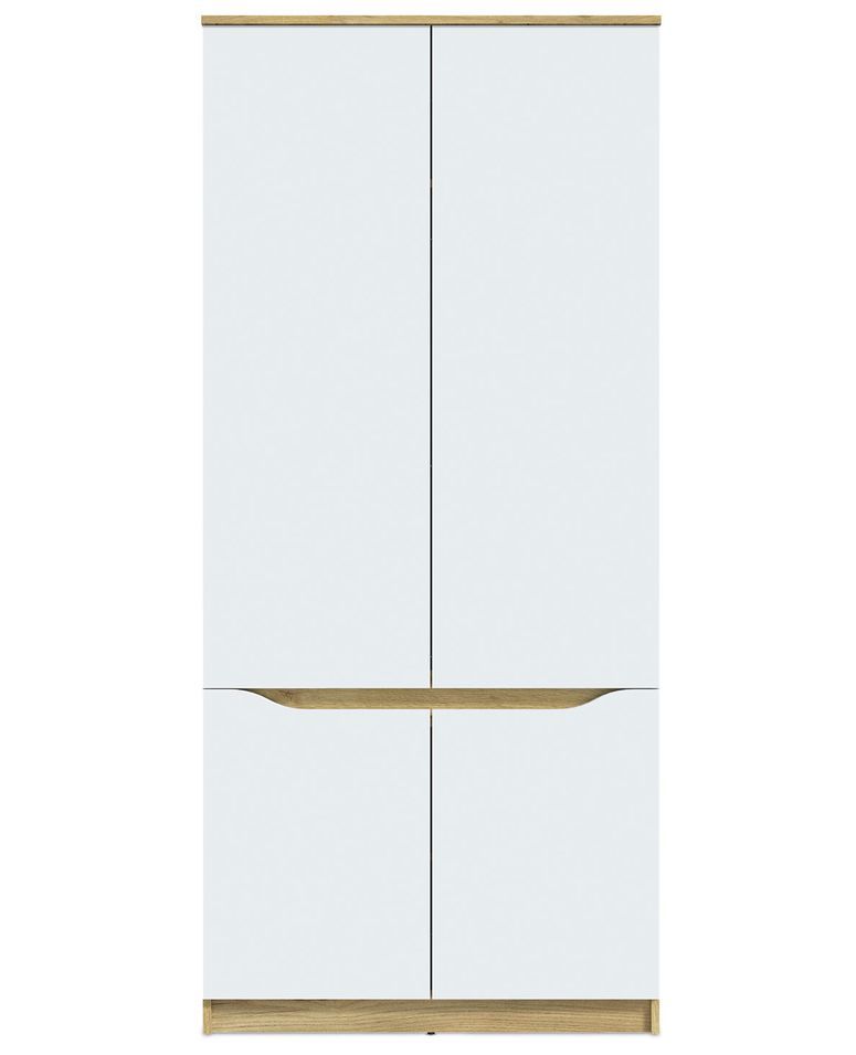 Armoire 4 portes bois chêne clair et blanc Temira - Photo n°1