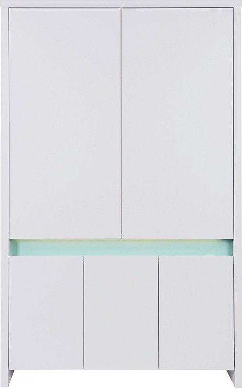 Armoire 5 portes à LED bois blanc et turquoise Planet Türkis - Photo n°1