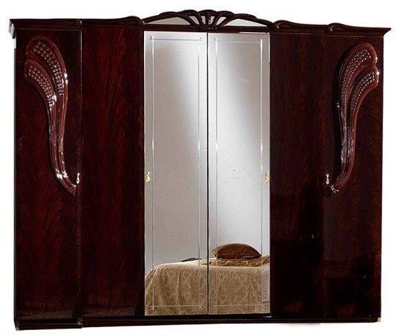 Armoire 6 portes bois brillant acajou Denyz - Photo n°1