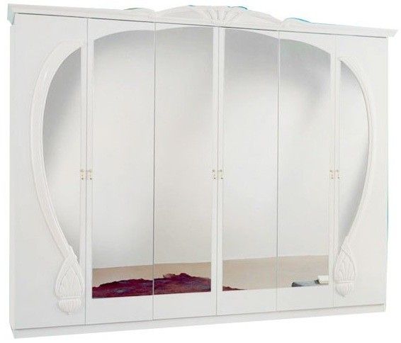 Armoire 6 portes bois brillant blanc Proud - Photo n°1