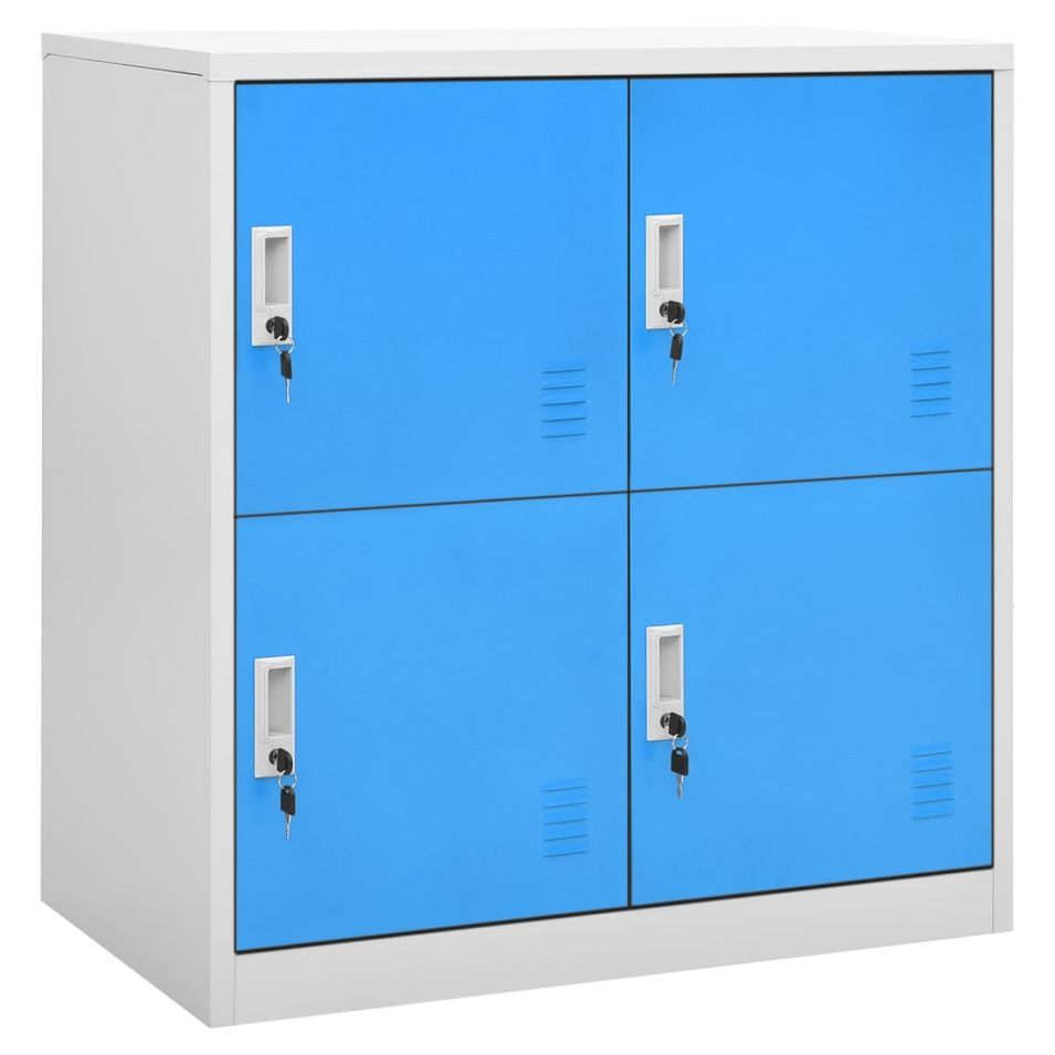 Armoire à 4 casiers Gris clair et bleu 90x45x92,5 cm Acier - Photo n°1