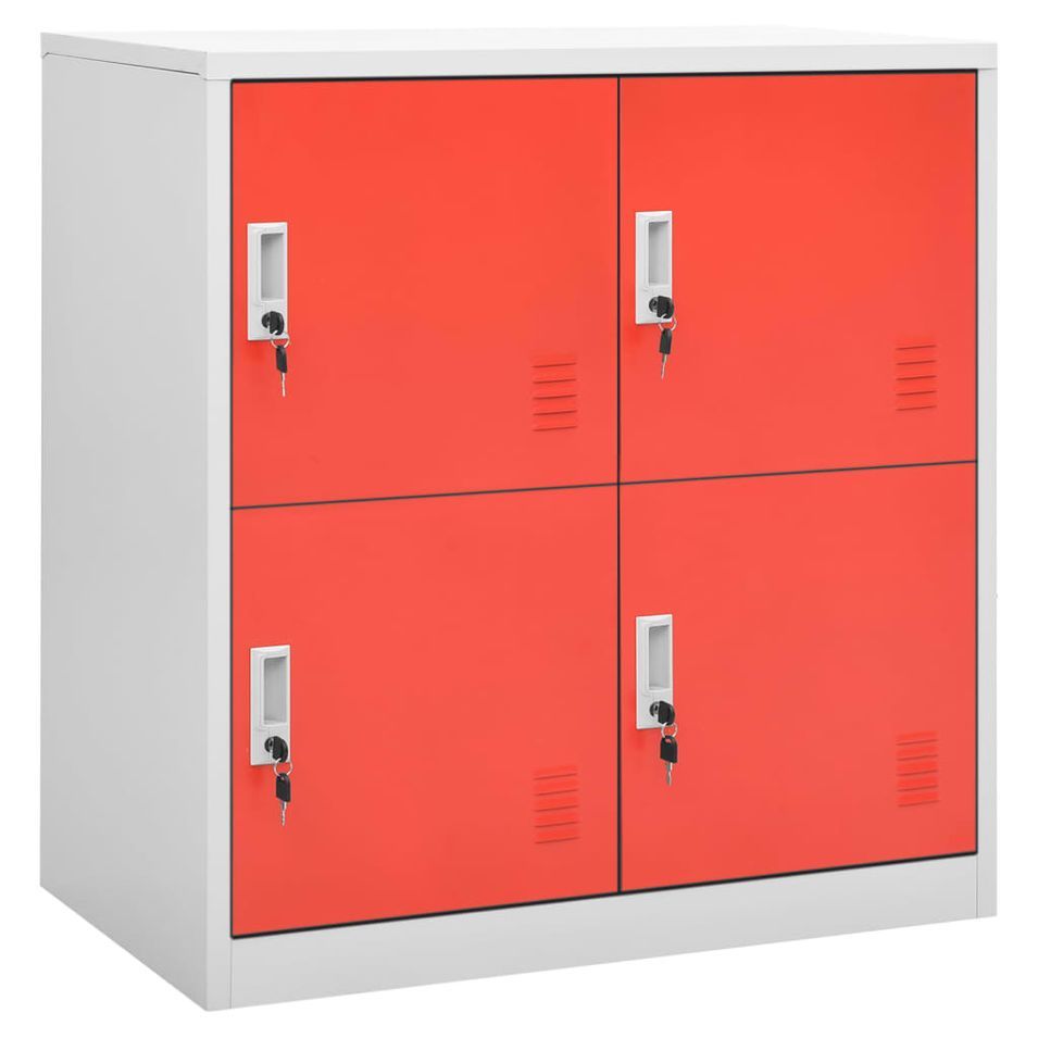 Armoire à 4 casiers Gris clair et rouge 90x45x92,5 cm Acier - Photo n°1