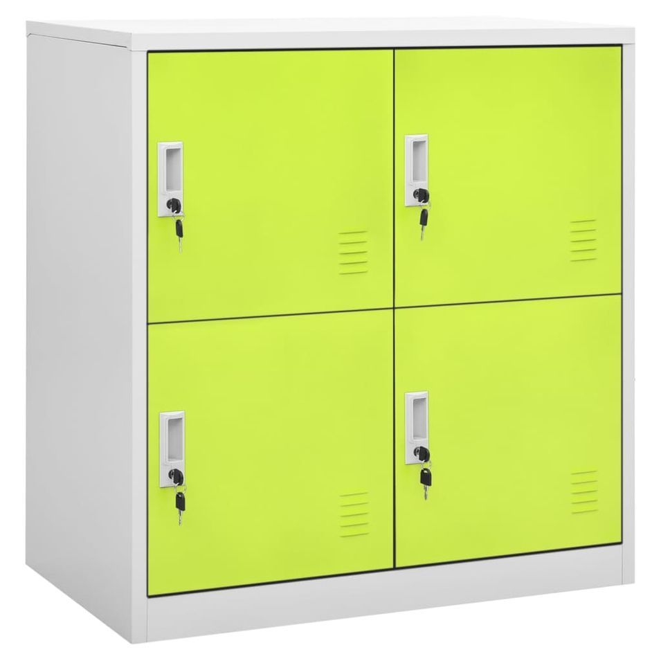 Armoire à 4 casiers Gris clair et vert 90x45x92,5 cm Acier - Photo n°1