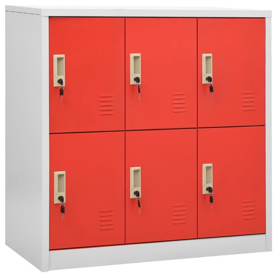Armoire à 6 casiers Gris clair et rouge 90x45x92,5 cm Acier - Photo n°1