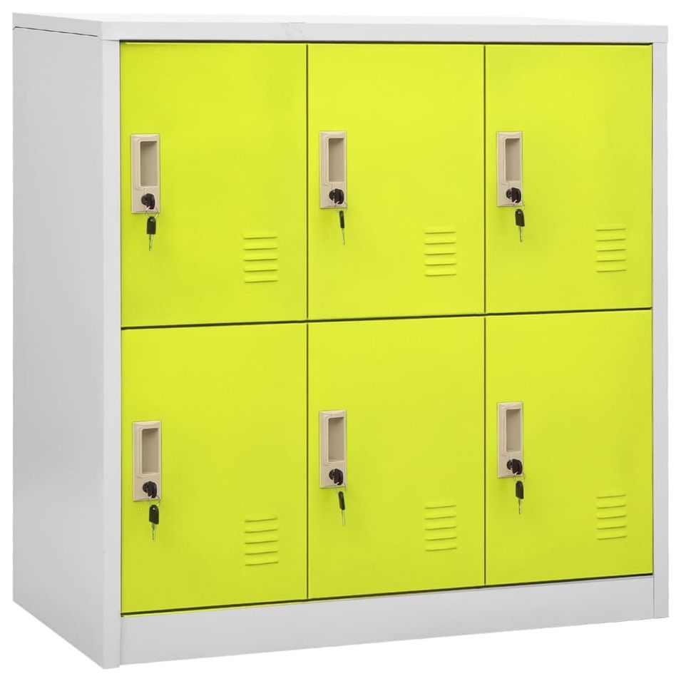 Armoire à 6 casiers Gris clair et vert 90x45x92,5 cm Acier - Photo n°1