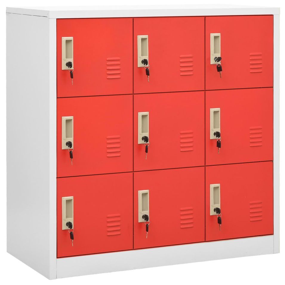 Armoire à 8 casiers Gris clair et rouge 90x45x92,5 cm Acier - Photo n°1