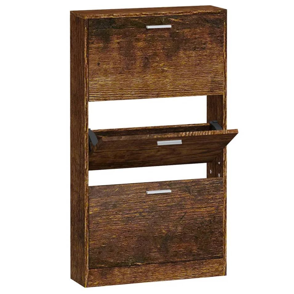 Armoire à chaussures en bois Puerto L 59 x H 108 x P 17 cm – 3 portes rabattables - Photo n°1