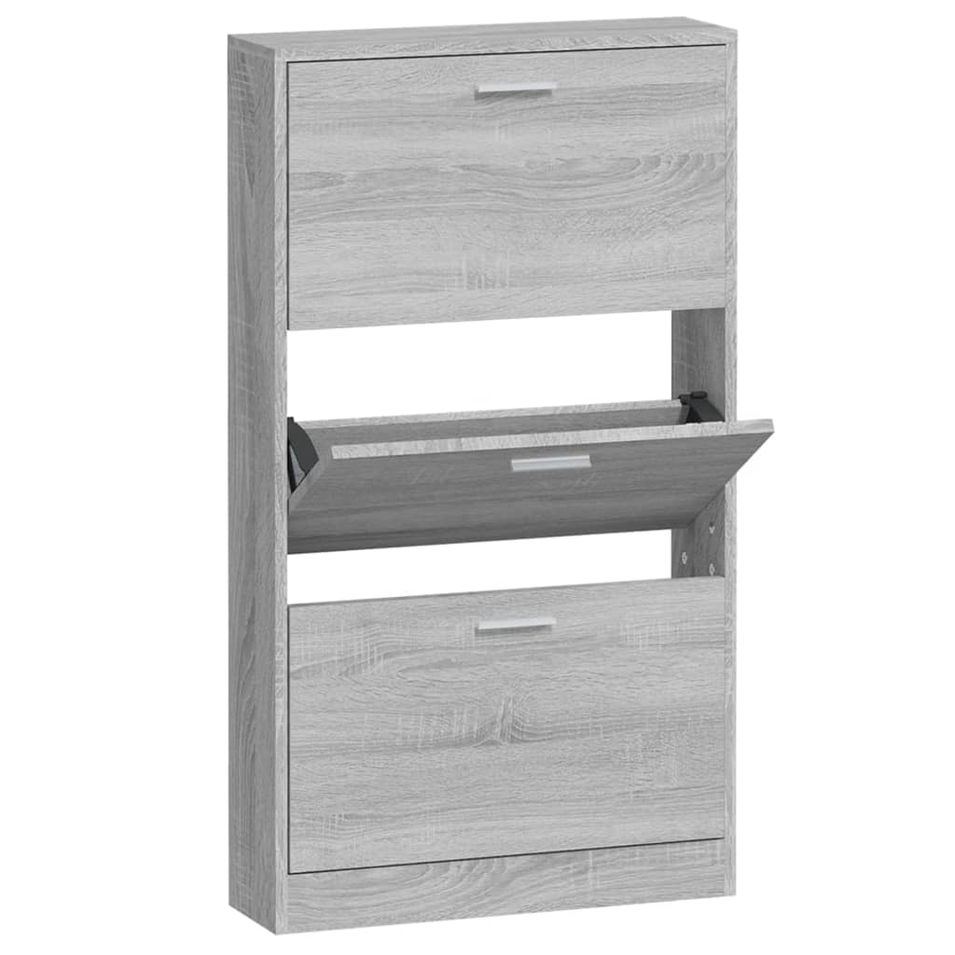 Armoire à chaussures en bois Puerto L 59 x H 108 x P 17 cm – 3 portes rabattables - Photo n°1