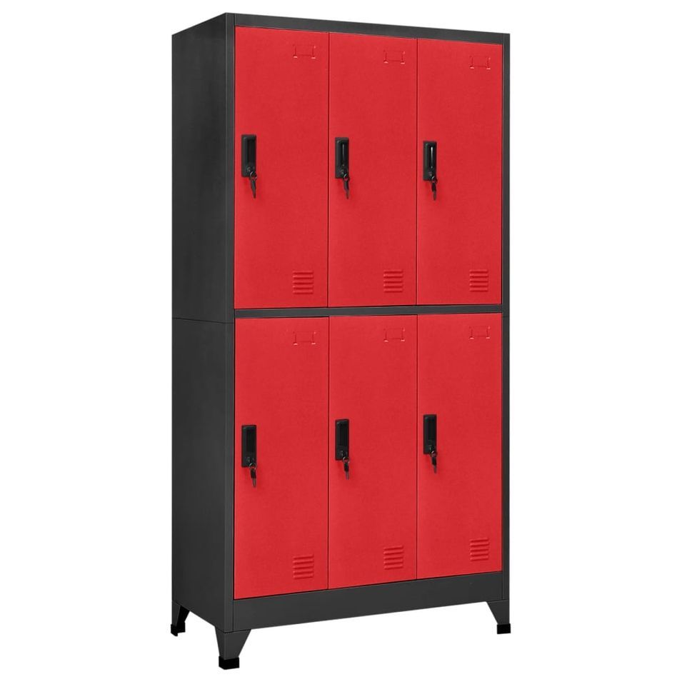 Armoire à casiers Anthracite et rouge 90x45x180 cm Acier - Photo n°1